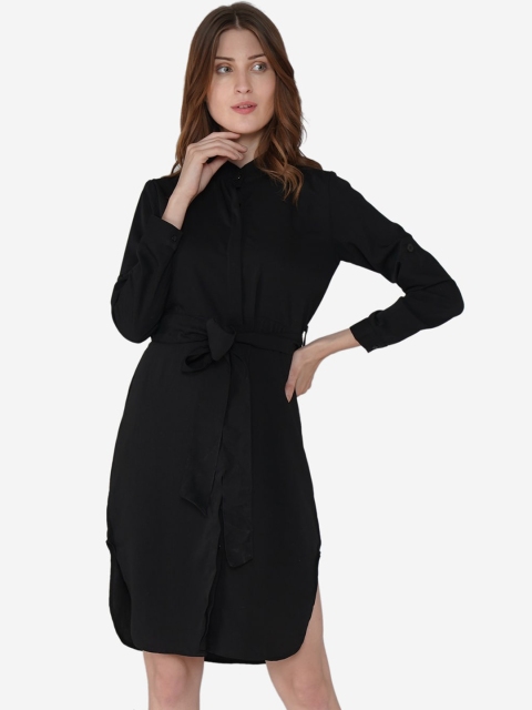 

LABEL REGALIA Women Black Solid Shirt Dress