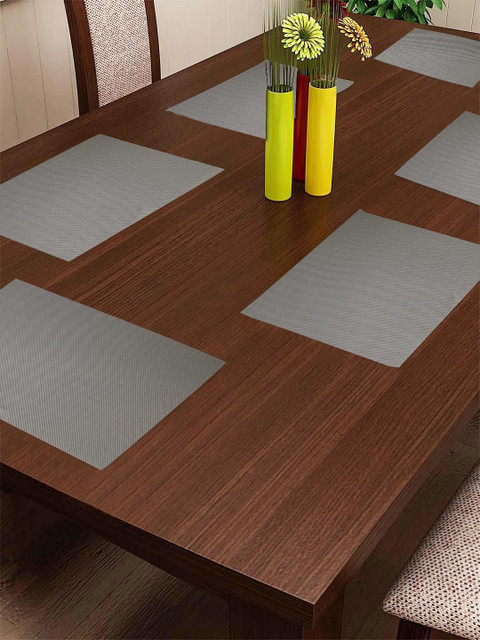 

BIANCA Set of 6 Grey Solid Easily Washable & Extra Durable PVC Dining Table Mats