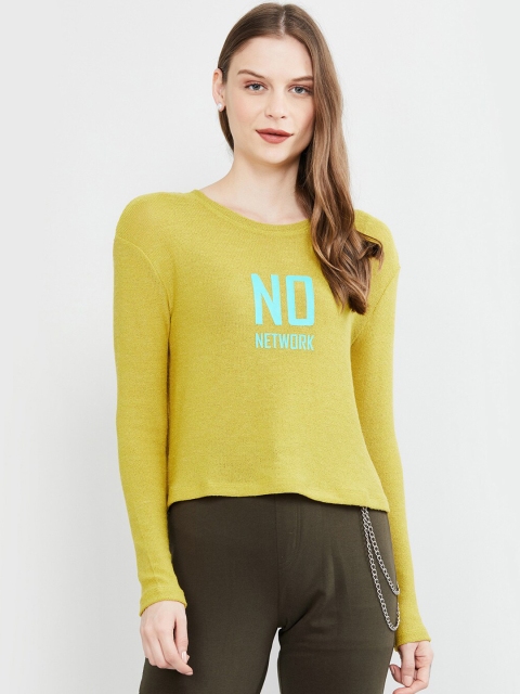 max Women Lime Green Printed Top