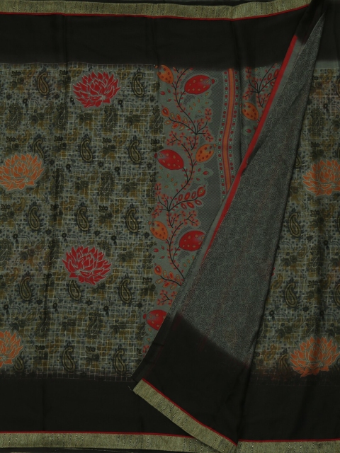 

Pothys Grey Printed Poly Georgette Saree