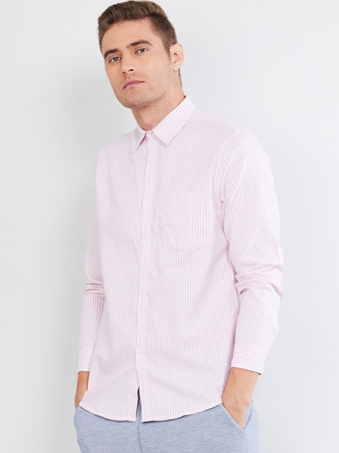 

max Men Pink Regular Fit Solid Casual Shirt