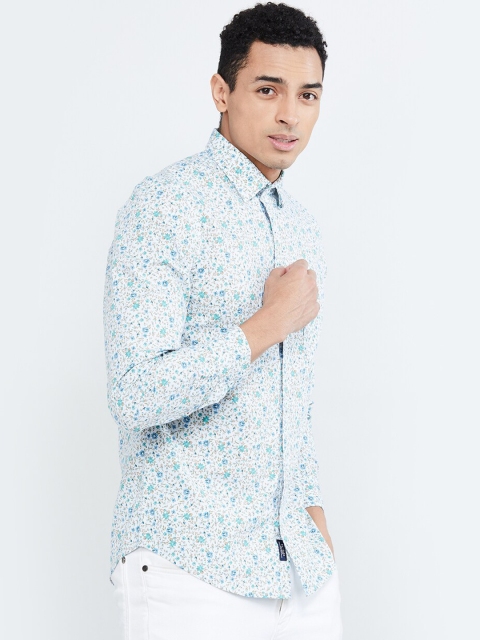 

max Men White & Green Regular Fit Printed Casual Shirt