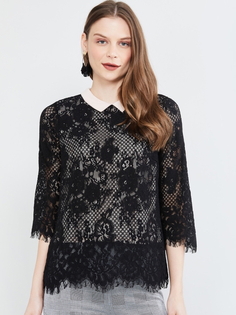 

max Women Black Self Design Top