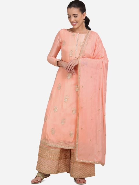 

Stylee LIFESTYLE Peach-Coloured Art Silk Unstitched Dress Material