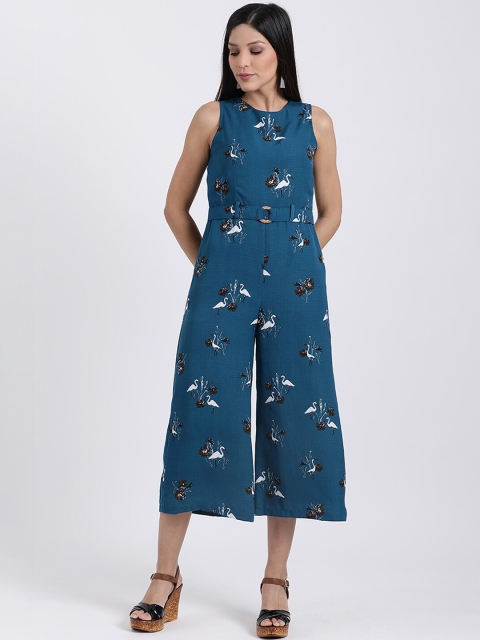 

Zink London Women Teal Blue Printed Culotte Jumpsuit
