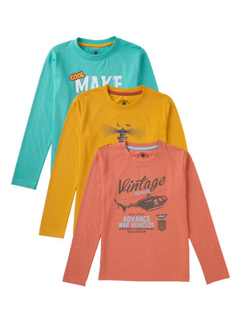 

Cub McPaws Boys Multicoloured Pack of 3 Printed Round Neck T-shirt, Multi
