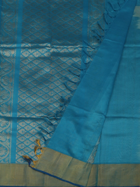 Pothys Turquoise Blue Woven Design Cotton Blend Saree