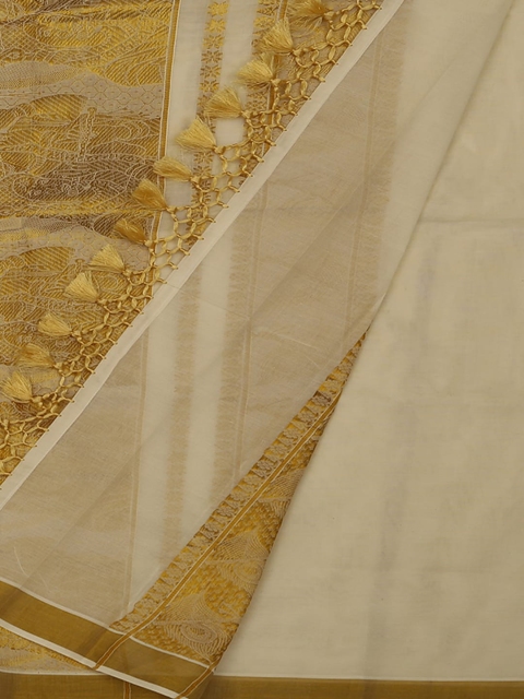

Pothys Cream-Coloured Embroidered Pure Cotton Saree
