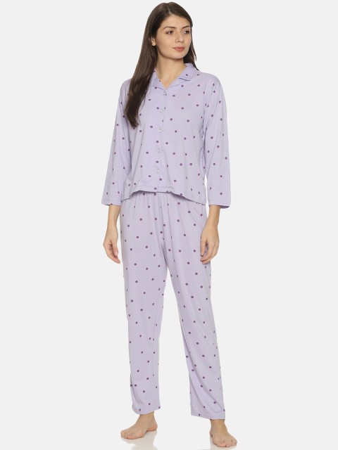 

Campus Sutra Women Lavender Printed Night suit