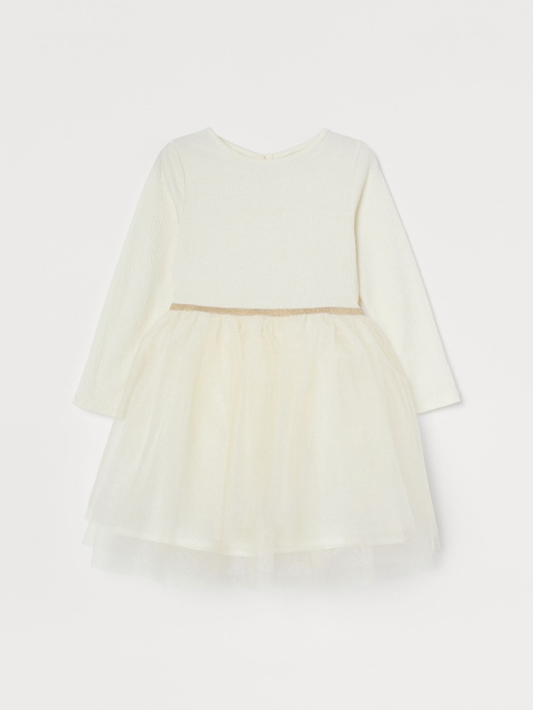 

H&M Girls Off-White Solid Tulle-Skirt Dress