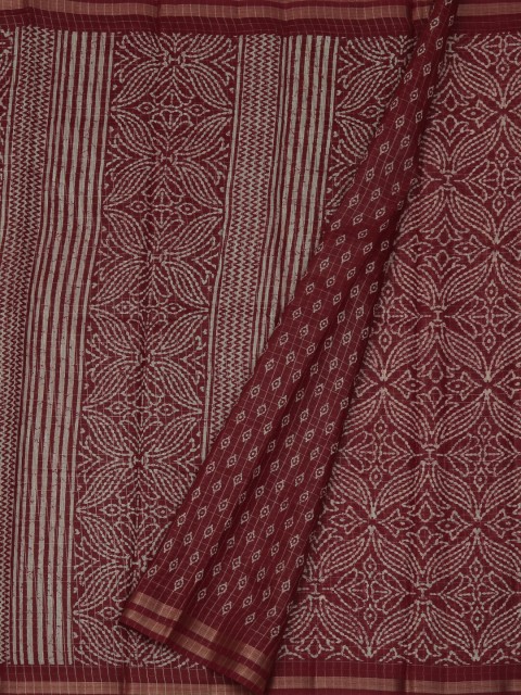 

Pothys Maroon Printed Jute Silk Saree