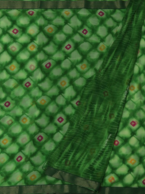 

Pothys Green Checked Poly Georgette Saree