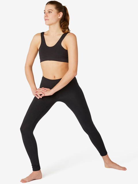 

Domyos By Decathlon Black Solid Non-Wired Lightly Padded Workout Bra 8561185