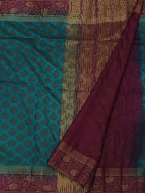 

Pothys Blue Woven Design Jute Silk Saree