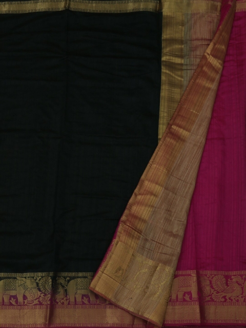 

Pothys Black Solid Jute Silk Saree