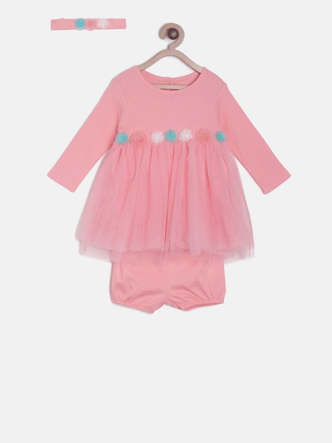 

MINI KLUB Girls Pink Solid Fit and Flare Dress With Briefs