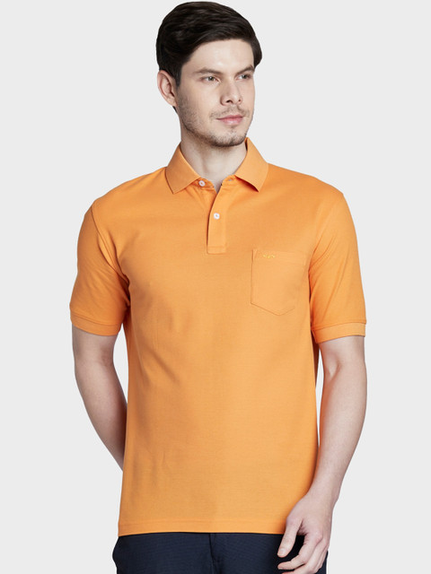 

ColorPlus Men Mustard Yellow Solid Polo Collar T-shirt