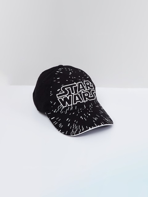 

max Boys Black StarWars Printed Baseball Cap
