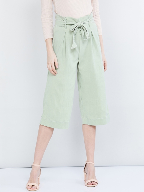 

max Women Green Regular Fit Solid Culottes