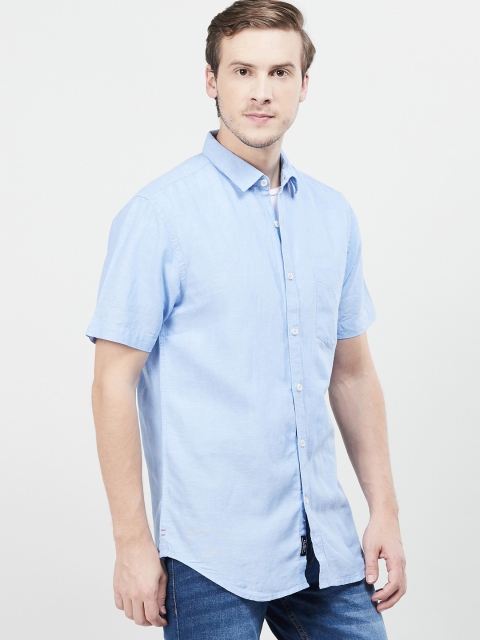 

max Men Blue Regular Fit Solid Casual Shirt