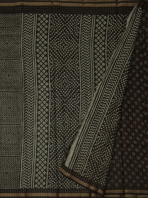 

Pothys Brown Printed Jute Silk Saree