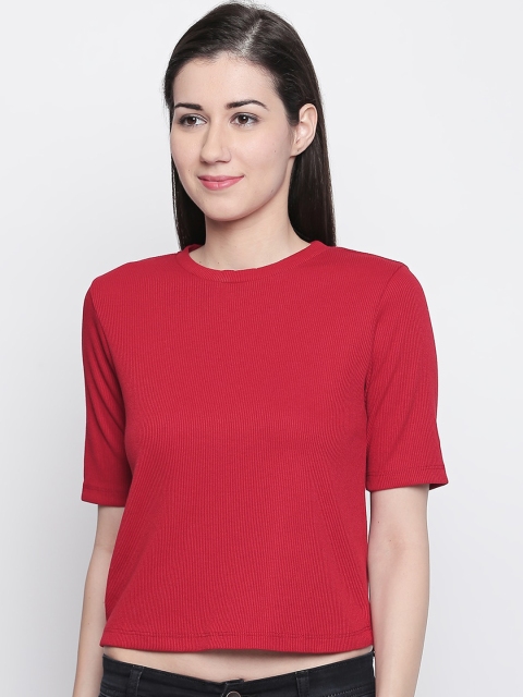 

Forever Glam by Pantaloons Women Red Solid Crop Top