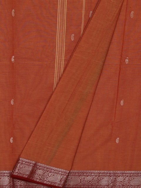 

Pothys Peach-Coloured Striped Pure Cotton Saree