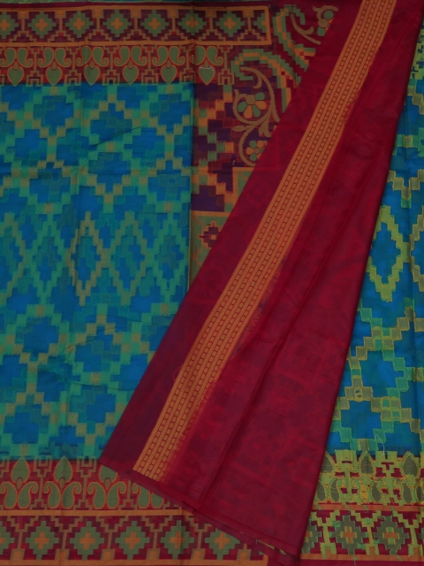 

Pothys Blue Woven Design Jute Silk Saree