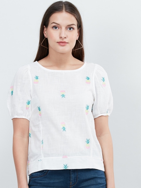 

max Women Off-White Embroidered Top