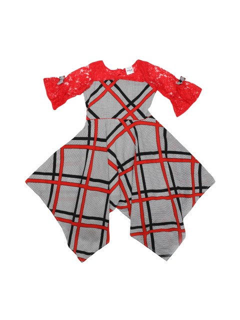 

Doodle Girls Grey & Red Checked Fit and Flare Dress