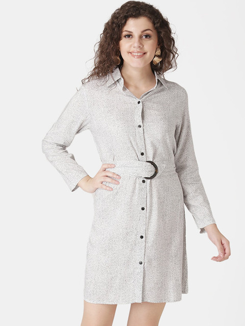 

DIVA WALK EXCLUSIVE Women White Solid Shirt Dress