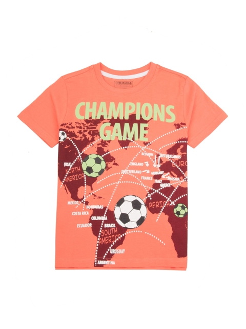 

Cherokee Boys Orange Printed Round Neck T-shirt