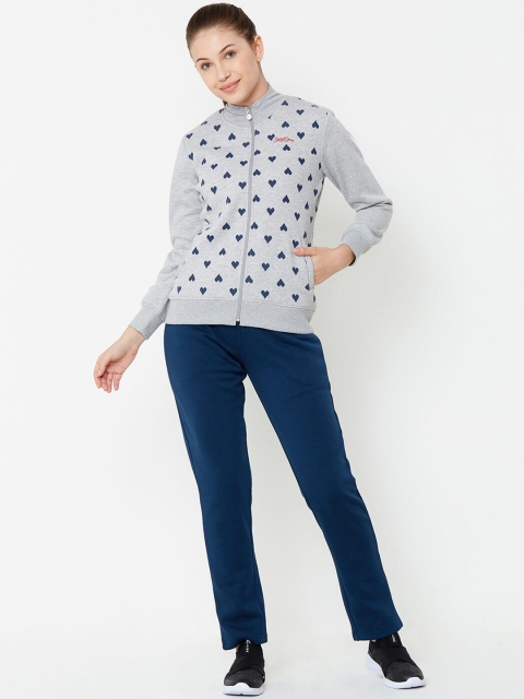

Sweet Dreams Women Grey & Blue Printed Tracksuit