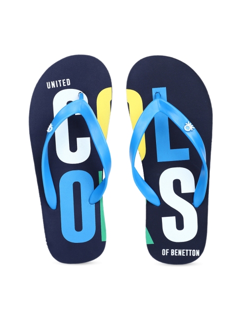 

United Colors of Benetton Men Blue Printed Thong Flip-Flops