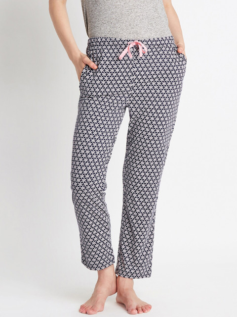 

Dreamz by Pantaloons Women Navy Blue & White Printed Lounge Pants