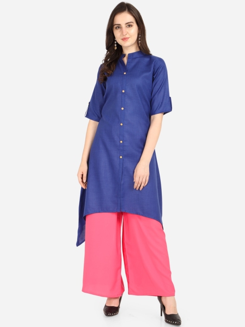 

Florence Women Blue Solid Kurta with Palazzos