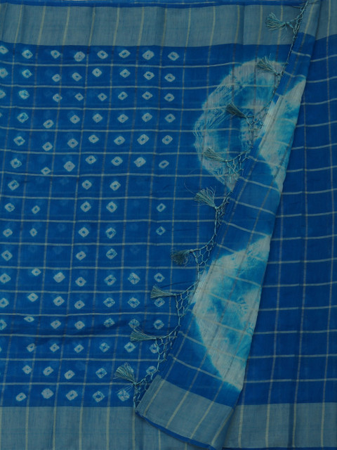 

Pothys Blue Dyed Linen Blend Saree