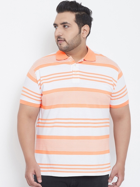 

bigbanana Men Orange Striped Polo Collar T-shirt