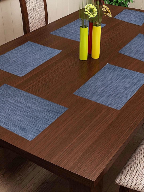 

BIANCA Set of 6 Blue Easily Washable & Extra Durable PVC Dining Table Mats