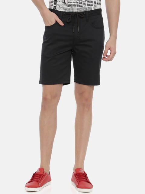 

Breakbounce Men Black Solid Slim Fit Regular Shorts