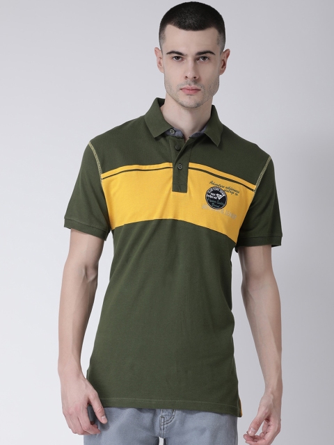 

Club York Men Olive Green Colourblocked Polo Collar T-shirt