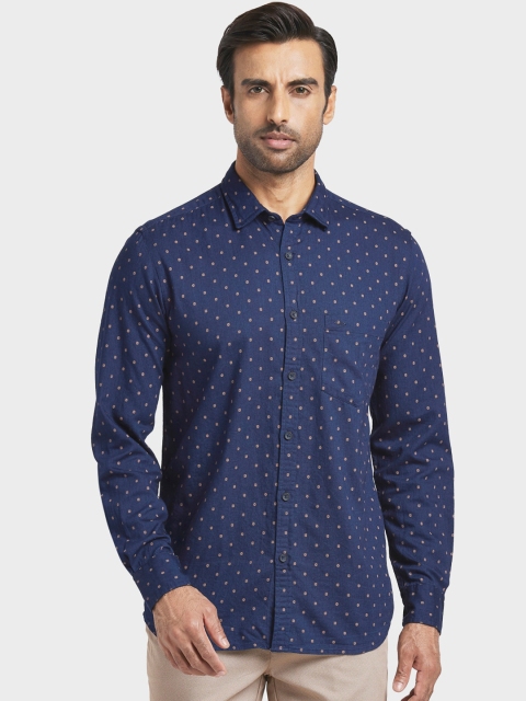 ColorPlus Men Blue Regular Fit Printed Casual Shirt