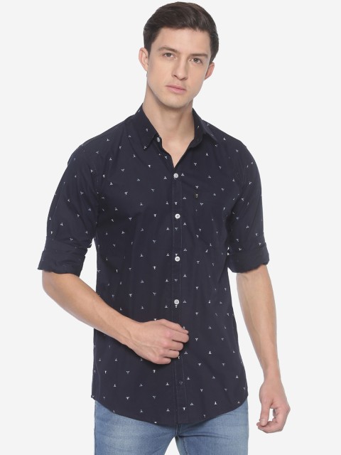 

LEVIZO Men Navy Blue Premium Regular Fit Printed Casual Shirt