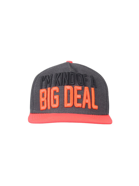 

Free Authority Men Charcoal Grey & Orange Embroidered Snapback Cap