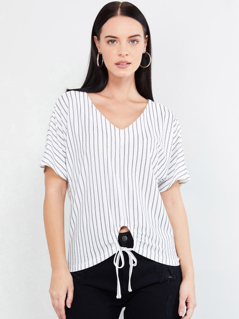 

max Women Off-White Striped A-Line Top