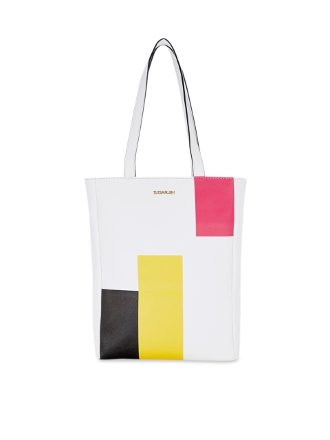 

Sugarush White & Yellow Colourblocked Tote Bag
