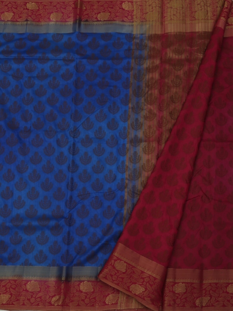 

Pothys Blue & Red Jute Silk Woven Design Saree