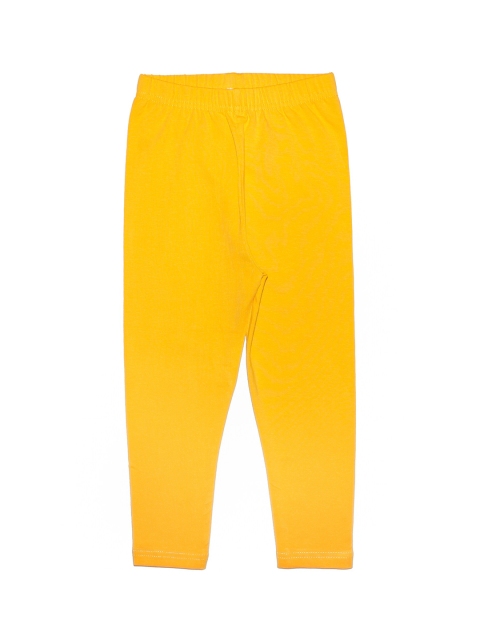 

KiddoPanti Girls Yellow Solid Churidar-Length Regular-Fit Leggings