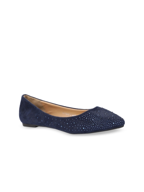 

Bata Women Blue Embellished PU Ballerinas