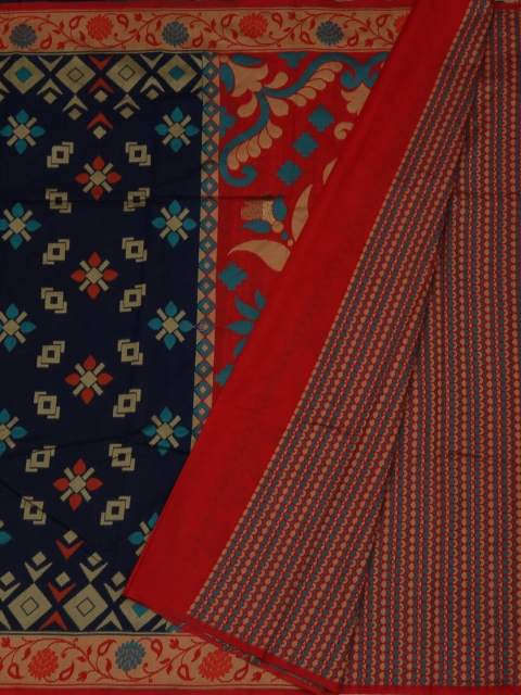 

Pothys Navy Blue & Red Jute Silk Woven Design Saree